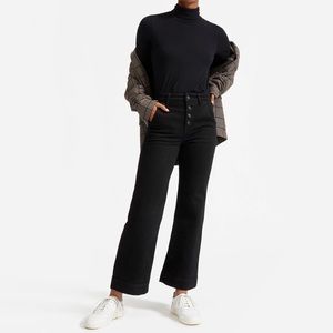 EVERLANE The Button Fly Wide Leg Jean in Black Size 26